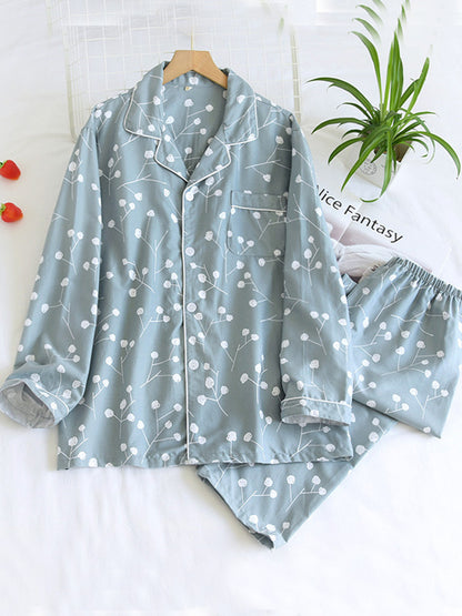 Print Cotton Couple Pajama Set