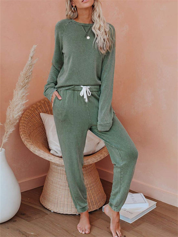 Pullover Solid Sweatsuit Lounge Set - Kafiloe