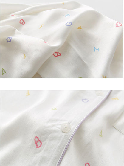 Letter Print Cotton Pajama Set