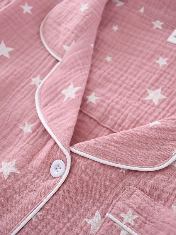 Star Print Cotton Pajama Set - Kafiloe