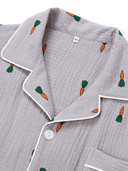 Carrot Print Couple Pajama Set