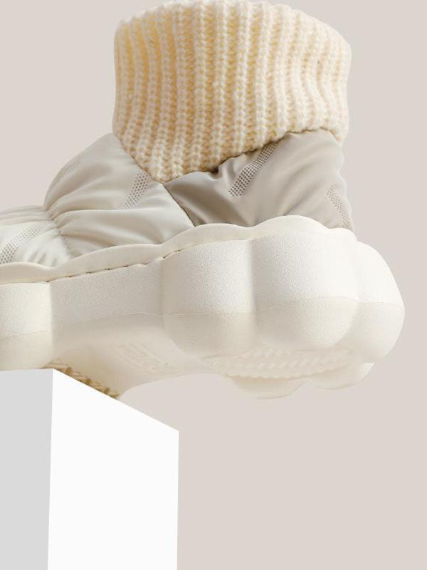 Mid Cut Down Knit Snow Boots