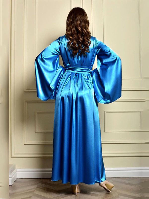 Silk Satin Cardigan Long Dresses Robe