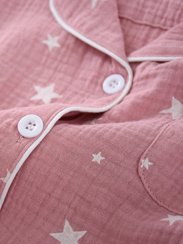 Star Print Cotton Pajama Set - Kafiloe