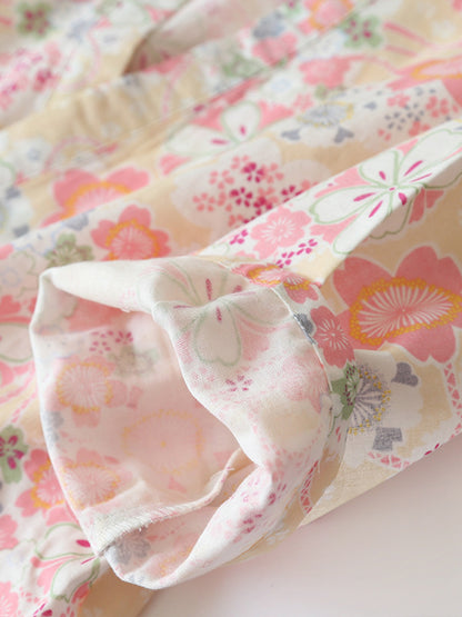 Floral Print Robe Pajama Set - Kafiloe