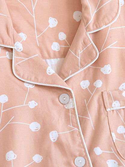 Print Cotton Couple Pajama Set - Kafiloe