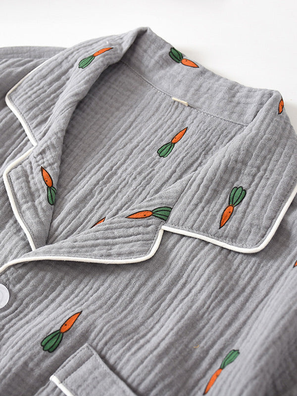 Short Sleeve Cotton Couple Pajama Set - Kafiloe
