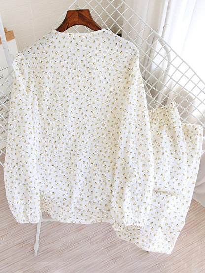 Small Flower Print Pajama Set - Kafiloe