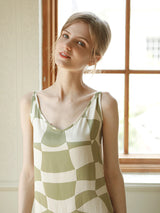 Checkerboard Print Cotton Cami Nightdress