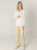 V-neck Button Cotton Pajama Set - Kafiloe