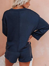 Knit Solid Shorts Loungewear Set