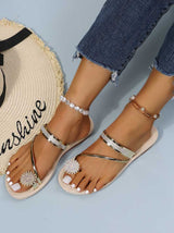 Sandales plates à décor de strass