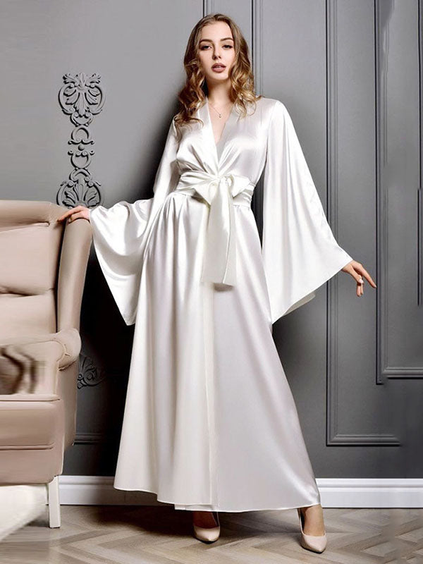 Silk Satin Cardigan Long Dresses Robe