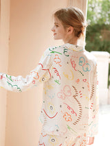 Graffiti Print Cotton Pajama Set - Kafiloe