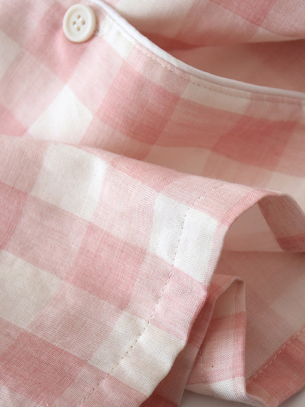 Plaid Print Cotton Couple Pajamas - Kafiloe