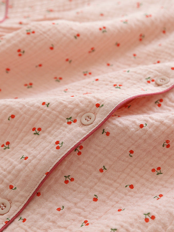 Pijama pequeño de algodón con estampado de cerezas
