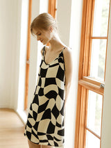 Checkerboard Print Cotton Cami Nightdress