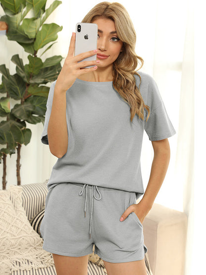 Waffle Solid Casual Lounge Set