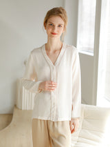 V-neck Button Cotton Pajama Set - Kafiloe