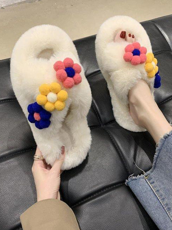 Flower Furry Slippers