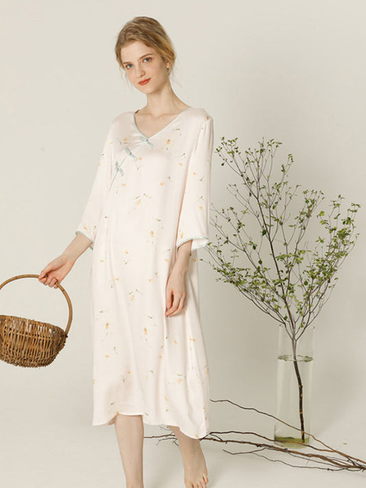 Casual Flower Print Cotton Nightdress
