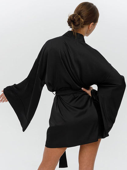 Long Sleeve Silk Satin Cardigan Robe