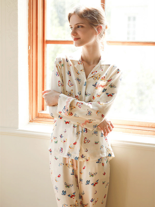 Butterfly Print Cotton Pajama Set