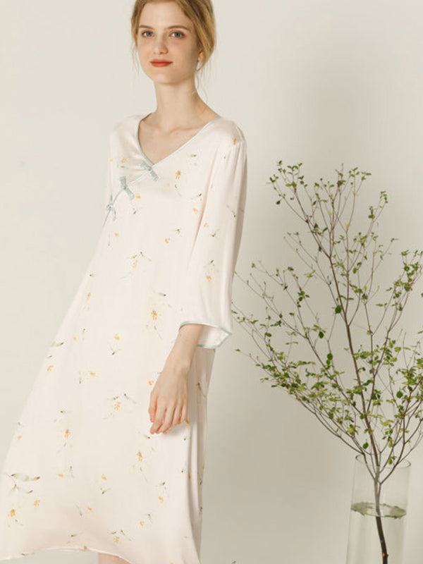 Casual Flower Print Cotton Nightdress - Kafiloe