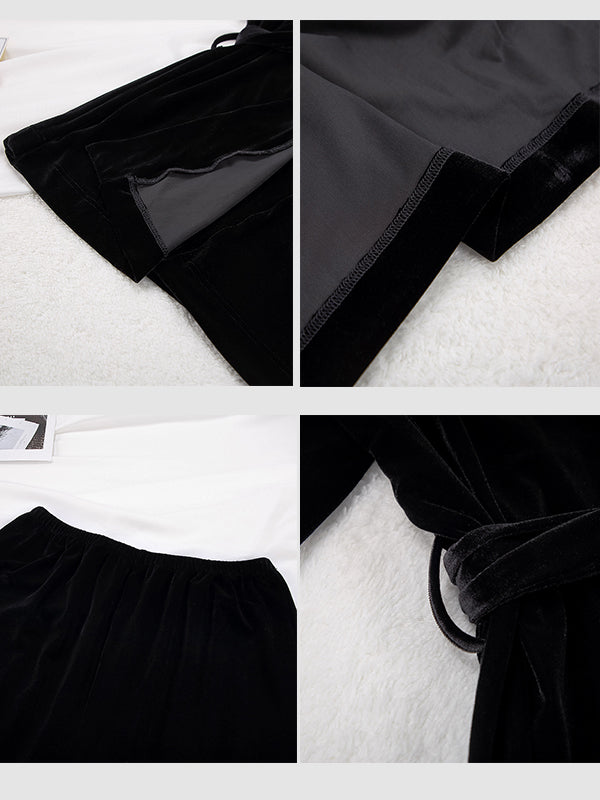2Pcs Long Sleeve Velvet Cardigan Loungewear