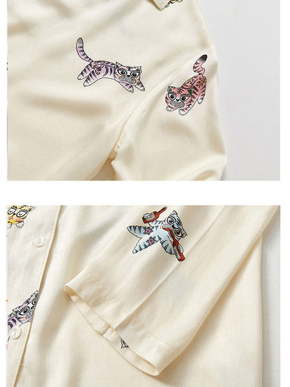 Tiger Print Cotton Pajama Set