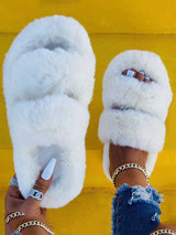 Two Bands Furry Slippers