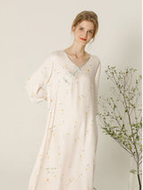 Casual Flower Print Cotton Nightdress - Kafiloe