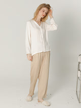 V-neck Button Cotton Pajama Set - Kafiloe