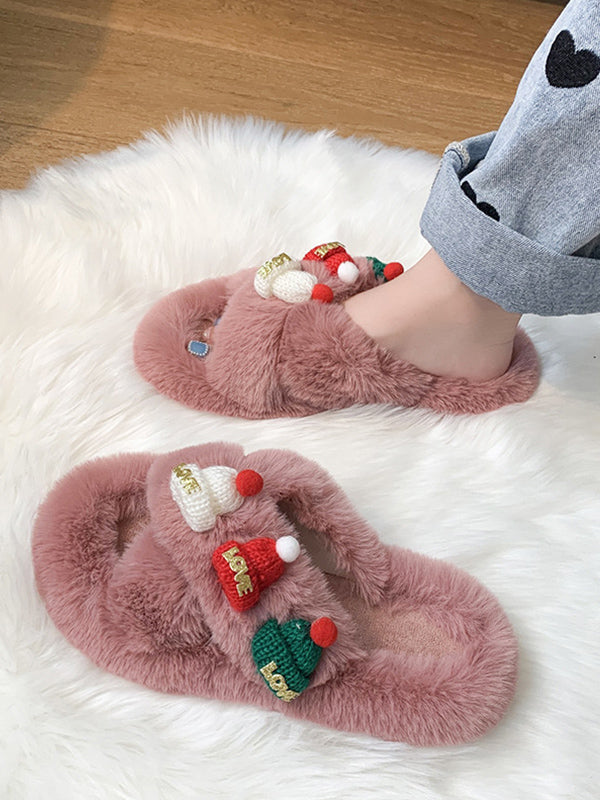 Cross Bands Warm Slippers