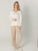 V-neck Button Cotton Pajama Set - Kafiloe