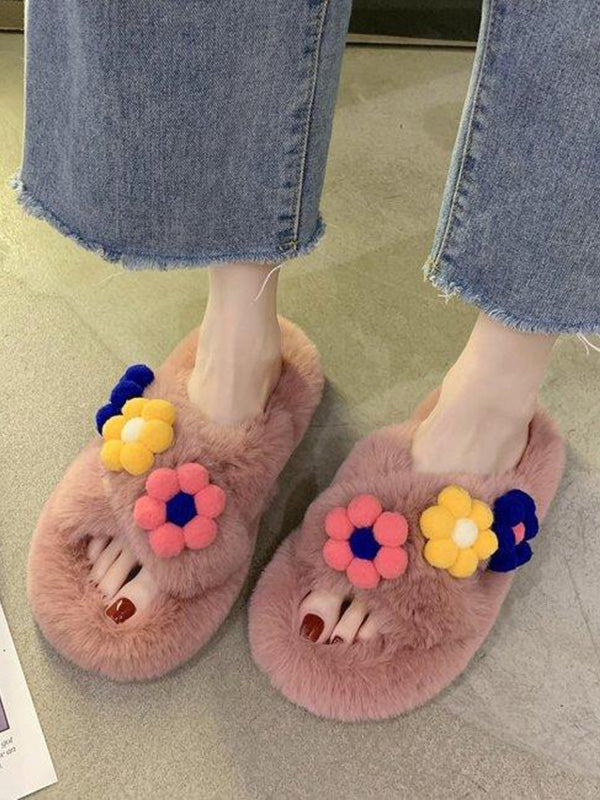 Flower Furry Slippers