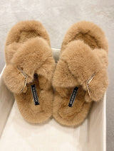 Single Buckle Furry Slippers