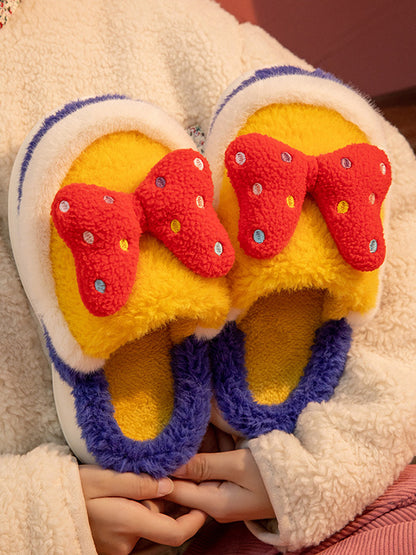 Bow Tie Furry Slippers