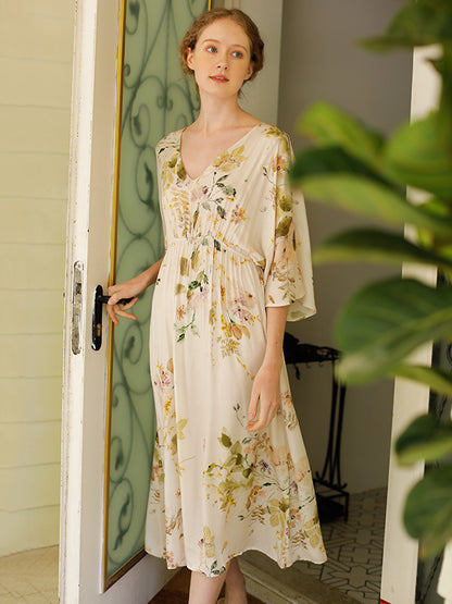 Floral Print Cotton Maxi Dress