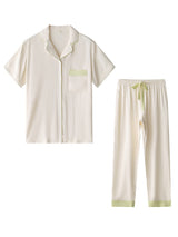 Contrast Color Pocket Cotton Pajama Set