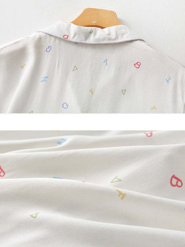 Letter Print Cotton Pajama Set