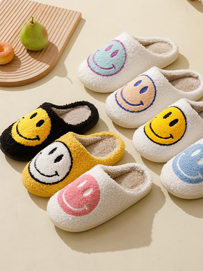 Smile Face Print Furry Slippers