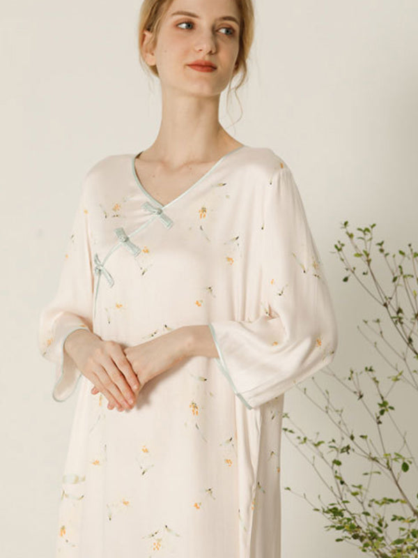 Casual Flower Print Cotton Nightdress - Kafiloe