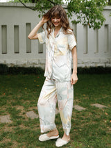 Print Button Cotton Pajama Set - Kafiloe