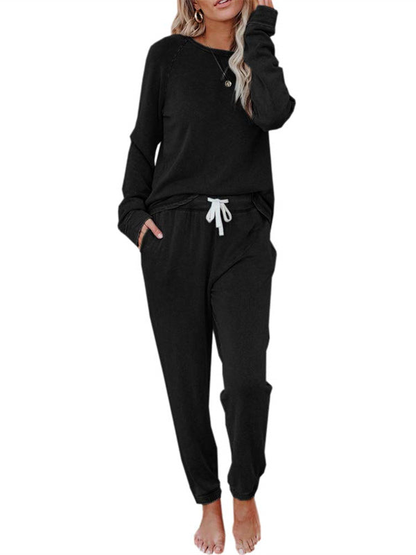 Pullover Solid Sweatsuit Lounge Set - Kafiloe