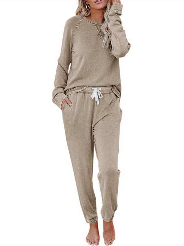 Pullover Solid Sweatsuit Lounge Set - Kafiloe