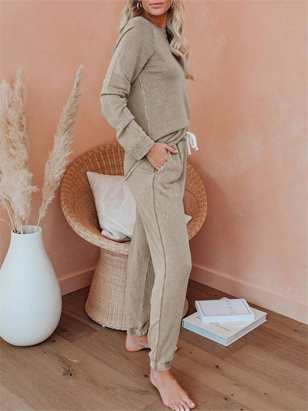 Pullover Solid Sweatsuit Lounge Set - Kafiloe