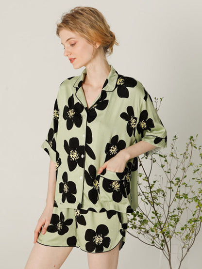Floral Print Button Cotton Pajama - Kafiloe