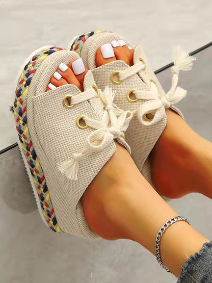Strap Round Wedges Slippers