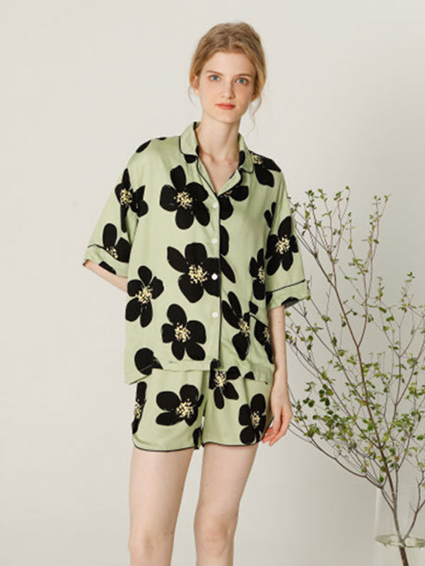 Floral Print Button Cotton Pajama